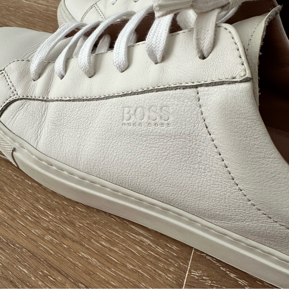 Hugo Boss Women White Leather Low-Top Sneakers 39 (Made In Italy) - Picture 7 of 11